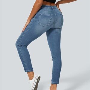 Halara Mid Low Rise Button Stretchy Knit Casual Skinny